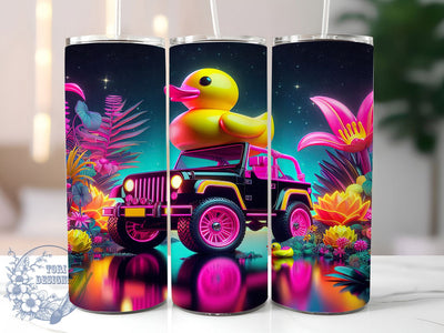 Neon Duck Jeep Adventure Tumbler, Happy Duck Jeep, Jeep Lover Tumbler, Neon Tumbler Wrap, Fun Jeep Design, Adventure Tumbler PNG, Bright Duck Wrap Sublimation ToriDesigns 