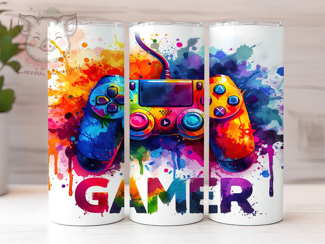 Neon Electric Gamer Arcade Tumbler, Neon Gaming Tumbler, Sublimation Gamer PNG, Video Game Tumbler Design, 20oz Skinny Gamer Wrap, RGB Gaming Tumbler, Retro Arcade Tumbler Design Sublimation Lara' s Designs 