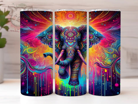 Neon Elephant 20oz Tumbler Png, Straight & Tapered Tumbler Png, Elephant Tumbler Png, Digital Download PNG Sublimation Lara' s Designs 