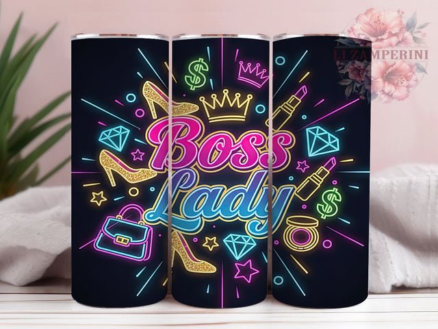 Neon Empowering Boss Lady Tumbler, Neon Sublimation Design, Empowering Woman Art, 20oz Neon Tumbler, Whimsical Neon Mug, Stylish Boss Cup, Bold Neon Wrap Sublimation Li Zamperini 