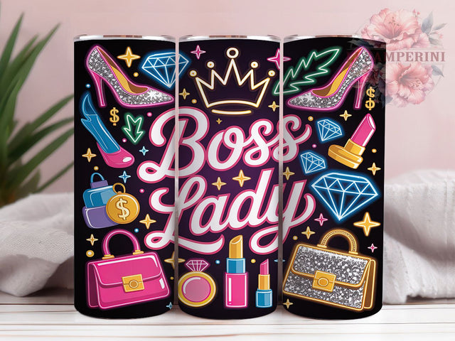 Neon Empowering Boss Lady Tumbler, Neon Sublimation Design, Empowering Woman Art, 20oz Neon Tumbler, Whimsical Neon Mug, Stylish Boss Cup, Bold Neon Wrap Sublimation Li Zamperini 