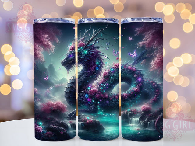 Neon Fantasy Dragon Colorful Tumbler, Fantasy Wrap, Dragon Tumbler, 20Oz Tumbler, Sublimation Design, Colorful Art, Magical Creature Sublimation SvggirlplusArt 