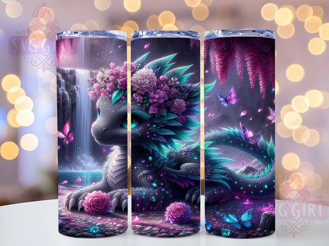 Neon Fantasy Dragon Colorful Tumbler, Fantasy Wrap, Dragon Tumbler, 20Oz Tumbler, Sublimation Design, Colorful Art, Magical Creature Sublimation SvggirlplusArt 