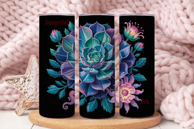 Neon Floral Garden 20oz Tumbler Wrap Sublimation DesignSVG 