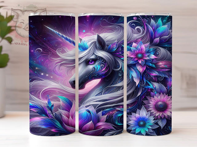 Neon Floral Vibrant Colorful Horse Tumbler, Floral Horse Cup Wrap, 20Oz Sublimation Design, Colorful Equestrian Drinkware, Bright Floral Tumbler, Horse Lover Coffee Cup, Vibrant Horse Mug Sublimation Lara' s Designs 