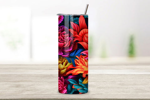 Neon Flowers Tumbler Wrap | vibrant neon Tumbler Wrap, Neon Colorful Roses 20 oz Skinny Tumbler Sublimation Design, Straight And Tapered Tumbler Wrap, Instant Digital Download PNG Sublimation FloridPrintables 