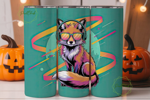 Neon Fox 20oz Tumbler Wrap Sublimation PixelChick 