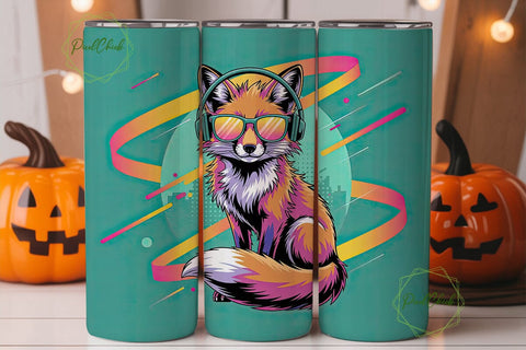 Neon Fox 20oz Tumbler Wrap Sublimation PixelChick 
