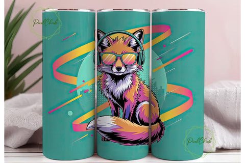 Neon Fox 20oz Tumbler Wrap Sublimation PixelChick 
