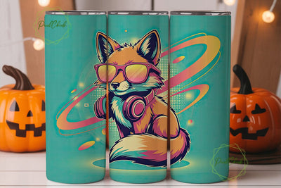 Neon Fox 20oz Tumbler Wrap Sublimation PixelChick 