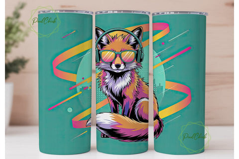 Neon Fox 20oz Tumbler Wrap Sublimation PixelChick 