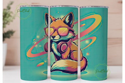Neon Fox 20oz Tumbler Wrap Sublimation PixelChick 