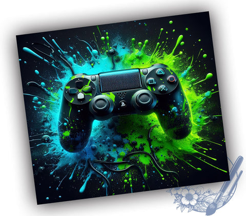 Neon Gamer 20oz Skinny Tumbler PNG, Gaming Tumbler Sublimation Wrap, Straight & Tapered Tumbler Wrap, Instant Digital Download Sublimation ToriDesigns 