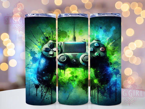 Neon Gamer 20oz Tumbler Wrap Sublimation Design, Straight Tapered Tumbler Wrap, Gaming Tumbler Png, Instant Digital Download Sublimation SvggirlplusArt 