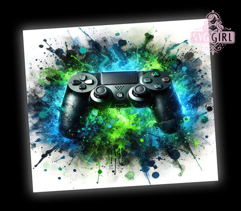 Neon Gamer 20oz Tumbler Wrap Sublimation Design, Straight Tapered Tumbler Wrap, Gaming Tumbler Png, Instant Digital Download Sublimation SvggirlplusArt 