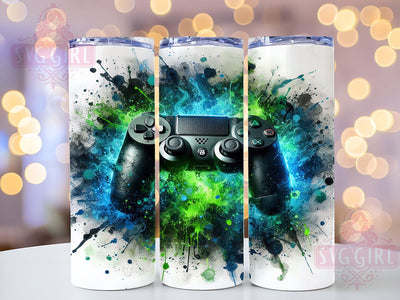 Neon Gamer 20oz Tumbler Wrap Sublimation Design, Straight Tapered Tumbler Wrap, Gaming Tumbler Png, Instant Digital Download Sublimation SvggirlplusArt 