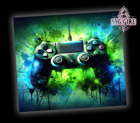 Neon Gamer 20oz Tumbler Wrap Sublimation Design, Straight Tapered Tumbler Wrap, Gaming Tumbler Png, Instant Digital Download Sublimation SvggirlplusArt 