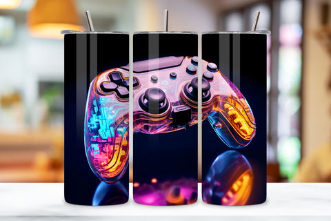 Neon Gamer Tumbler sublimation designs, Controller Gamer PNG, Gamer Tumbler Wrap, 3D Game Controller Tumbler Wrap, 20oz Skinny Tumbler, Video Game Sublimation, Video Gaming Tumbler Wrap Sublimation FloridPrintables 