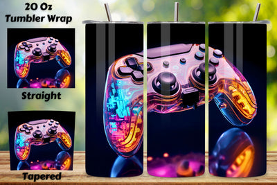 Neon Gamer Tumbler sublimation designs, Controller Gamer PNG, Gamer Tumbler Wrap, 3D Game Controller Tumbler Wrap, 20oz Skinny Tumbler, Video Game Sublimation, Video Gaming Tumbler Wrap Sublimation FloridPrintables 