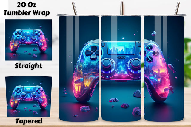 Neon Gamer Tumbler sublimation designs download PNG, Game Tumbler Wrap, Inspirational Tumbler Design, Skinny Tumbler Sublimation FloridPrintables 
