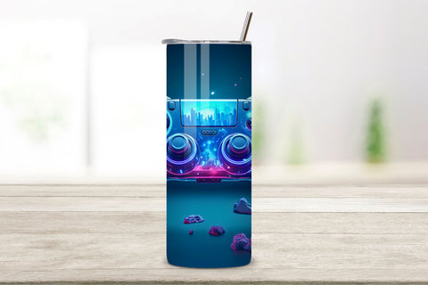 Neon Gamer Tumbler sublimation designs download PNG, Game Tumbler Wrap, Inspirational Tumbler Design, Skinny Tumbler Sublimation FloridPrintables 