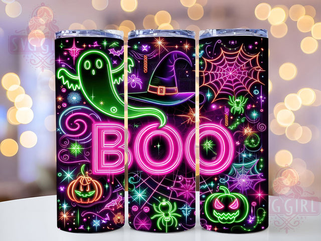 Neon Ghost Boo Halloween Tumbler Wrap, Ghost Boo Wrap, Bright Spooky Cup, 20Oz Sublimation Design, Glow Halloween Drinkware, Neon Ghost Tumbler, Boo Halloween Mug Design Sublimation SvggirlplusArt 