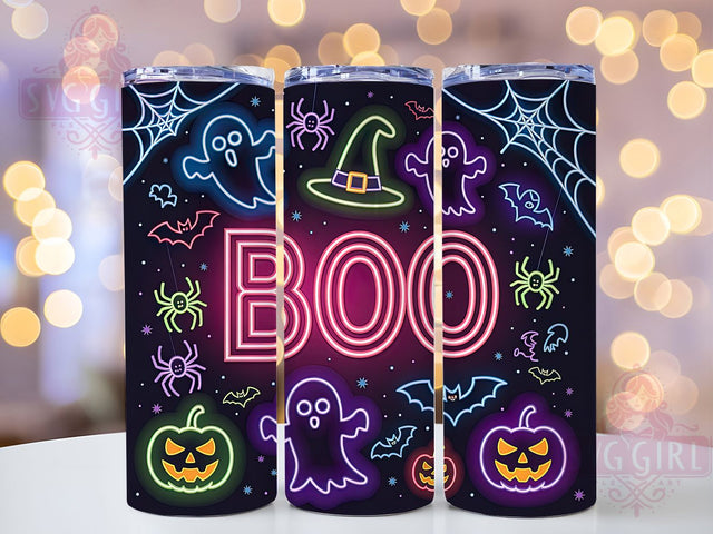 Neon Ghost Boo Halloween Tumbler Wrap, Ghost Boo Wrap, Bright Spooky Cup, 20Oz Sublimation Design, Glow Halloween Drinkware, Neon Ghost Tumbler, Boo Halloween Mug Design Sublimation SvggirlplusArt 