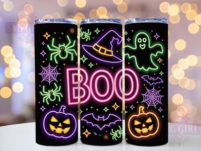 Neon Ghost Boo Halloween Tumbler Wrap, Ghost Boo Wrap, Bright Spooky Cup, 20Oz Sublimation Design, Glow Halloween Drinkware, Neon Ghost Tumbler, Boo Halloween Mug Design Sublimation SvggirlplusArt 