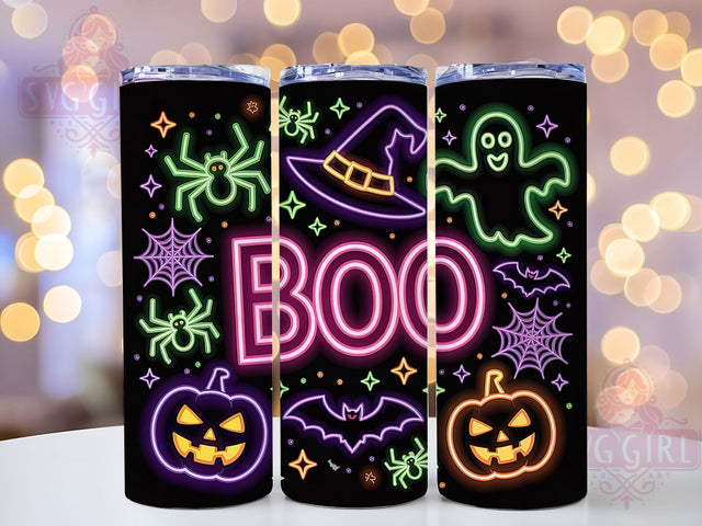 Neon Ghost Boo Halloween Tumbler Wrap, Ghost Boo Wrap, Bright Spooky Cup, 20Oz Sublimation Design, Glow Halloween Drinkware, Neon Ghost Tumbler, Boo Halloween Mug Design Sublimation SvggirlplusArt 