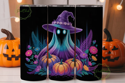 Neon Ghost Pumpkin Fantasy 20oz Tumbler Sublimation PixelChick 