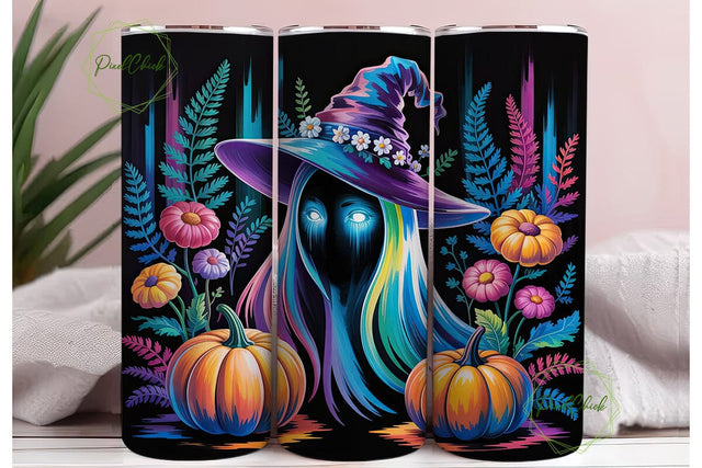 Neon Ghost Pumpkin Fantasy 20oz Tumbler Sublimation PixelChick 