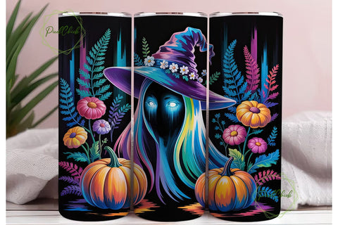 Neon Ghost Pumpkin Fantasy 20oz Tumbler Sublimation PixelChick 