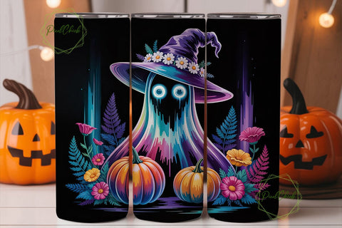 Neon Ghost Pumpkin Fantasy 20oz Tumbler Sublimation PixelChick 