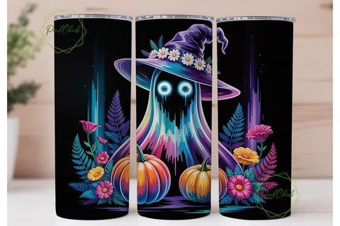 Neon Ghost Pumpkin Fantasy 20oz Tumbler Sublimation PixelChick 