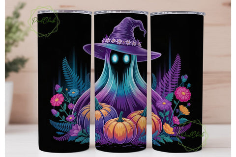 Neon Ghost Pumpkin Fantasy 20oz Tumbler Sublimation PixelChick 
