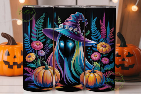 Neon Ghost Pumpkin Fantasy 20oz Tumbler Sublimation PixelChick 