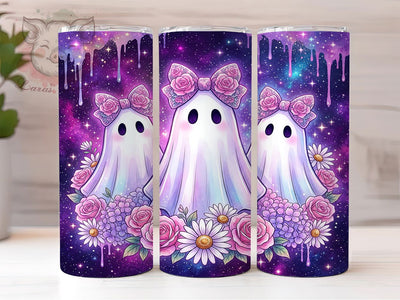 Neon Ghost Rose 20oz Tumbler, Glowing Spooky, Romantic Horror, Vibrant Pink, Kawaii Goth, Luminous Bloom, Playful Haunt, Sublimation Wrap Sublimation Lara' s Designs 