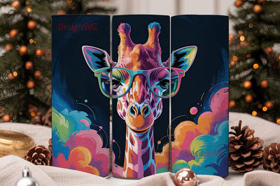 Neon Giraffe 20oz Tumbler Wrap Sublimation DesignSVG 