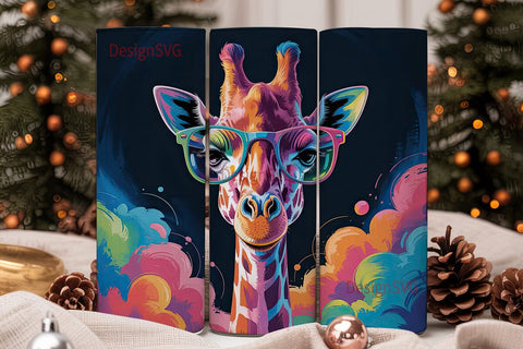 Neon Giraffe 20oz Tumbler Wrap Sublimation DesignSVG 