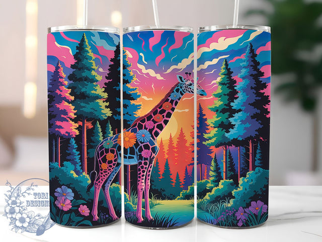 Neon Giraffe Animal Print Tumbler, Animal Print Sublimation Design, Vibrant Wildlife Cup Art, 20oz Neon Tumbler, Whimsical Giraffe Mug, Stylish Animal Cup, Cozy Neon Wrap Sublimation ToriDesigns 