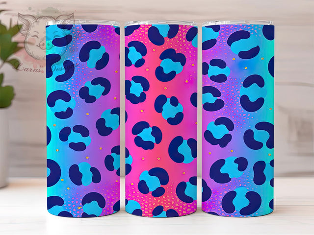 Neon Glitter Leopard Print Tumbler, Glitter Leopard Print, Neon Animal Print, 20Oz Sublimation Wrap, Bright Leopard Design, Neon Glitter Pattern, Tumbler Sublimation Sublimation Lara' s Designs 