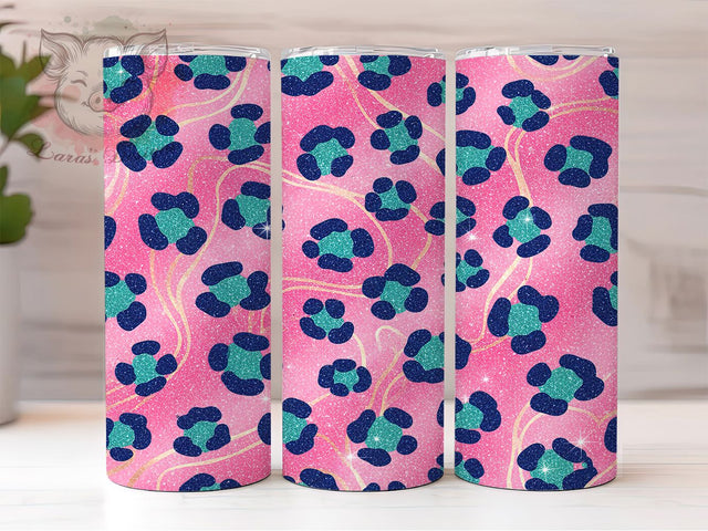 Neon Glitter Leopard Print Tumbler, Glitter Leopard Print, Neon Animal Print, 20Oz Sublimation Wrap, Bright Leopard Design, Neon Glitter Pattern, Tumbler Sublimation Sublimation Lara' s Designs 