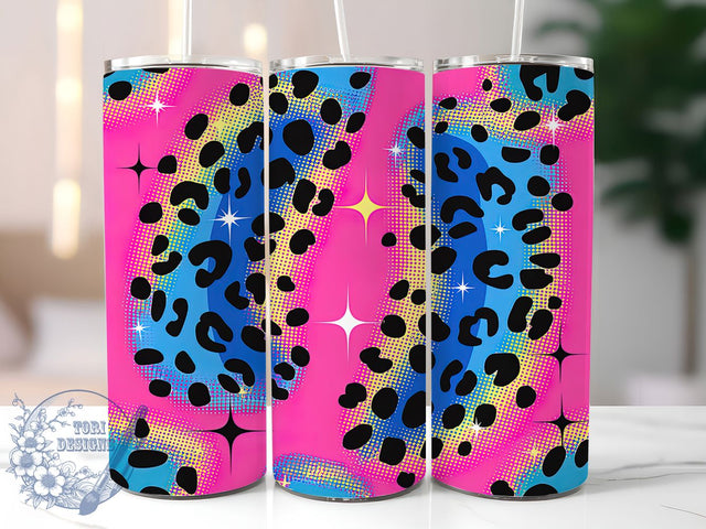Neon Glitter Leopard Tumbler, Sparkly Leopard Pattern, Neon Cheetah Print, 20Oz Sublimation Wrap, Vibrant Animal Print, Glitter Leopard Texture, Tumbler Sublimation Sublimation ToriDesigns 