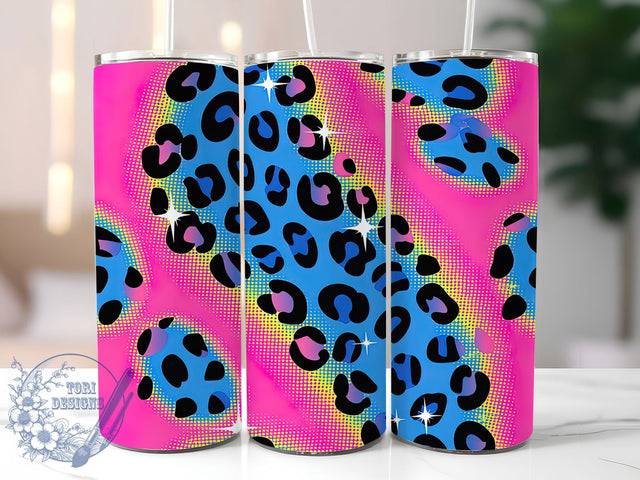 Neon Glitter Leopard Tumbler, Sparkly Leopard Pattern, Neon Cheetah Print, 20Oz Sublimation Wrap, Vibrant Animal Print, Glitter Leopard Texture, Tumbler Sublimation Sublimation ToriDesigns 