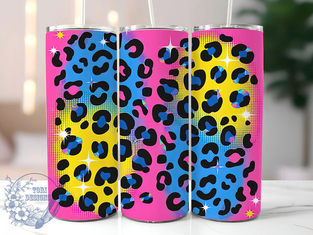 Neon Glitter Leopard Tumbler, Sparkly Leopard Pattern, Neon Cheetah Print, 20Oz Sublimation Wrap, Vibrant Animal Print, Glitter Leopard Texture, Tumbler Sublimation Sublimation ToriDesigns 