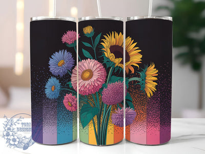 Neon Glitter Sunflower 20oz Tumbler, Glitter Cup Wrap, Seamless Floral Design, Sublimation Tumbler Wrap, 20Oz Tumbler Design, Artistic Neon Cup, Stylish Glitter Sunflower Wrap Sublimation ToriDesigns 