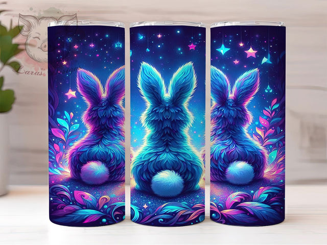 Neon Glow Easter Bunny Tumbler, Bright Bunny Tumbler, Glowing Bunny Wrap, Stylish 20oz Wrap, Sublimation Design, Trendy Gift Idea, Colorful Easter Wrap Sublimation Lara' s Designs 