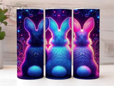 Neon Glow Easter Bunny Tumbler, Bright Bunny Tumbler, Glowing Bunny Wrap, Stylish 20oz Wrap, Sublimation Design, Trendy Gift Idea, Colorful Easter Wrap Sublimation Lara' s Designs 