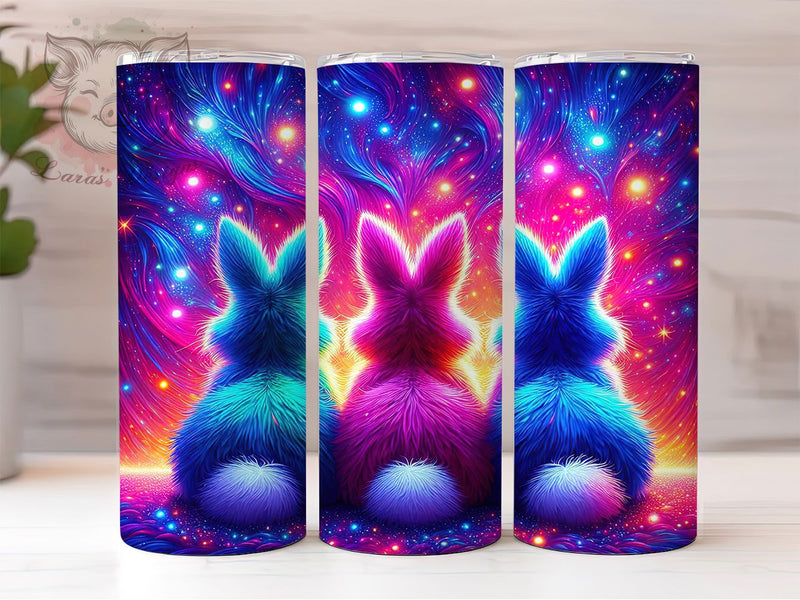 Neon Glow Easter Bunny Tumbler, Bright Bunny Tumbler, Glowing Bunny Wrap, Stylish 20oz Wrap, Sublimation Design, Trendy Gift Idea, Colorful Easter Wrap Sublimation Lara' s Designs 