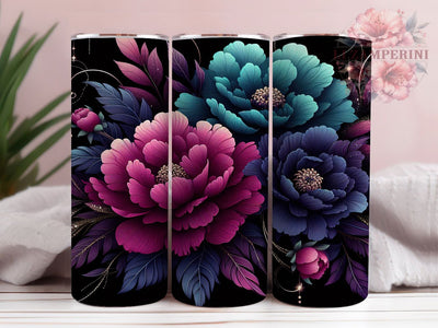 Neon Glow Floral Tumbler, Dark Glow Floral Tumbler, Stylish 20oz Wrap, Sublimation Design, Trendy Gift Idea, Hot Pink Glow Wrap, Botanical Neon Tumbler Sublimation Li Zamperini 
